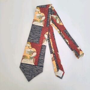 Picasso Neck Tie Vintage 90s Silk Cubist Abstract Art Dora Maar Painting Colorfu